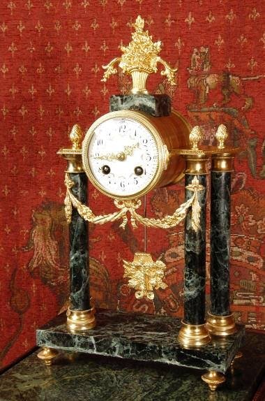 fig 1. **** SOLD **** Marble and Ormolu Portico Boudoir Clock ~ French - Circa 1890 ~